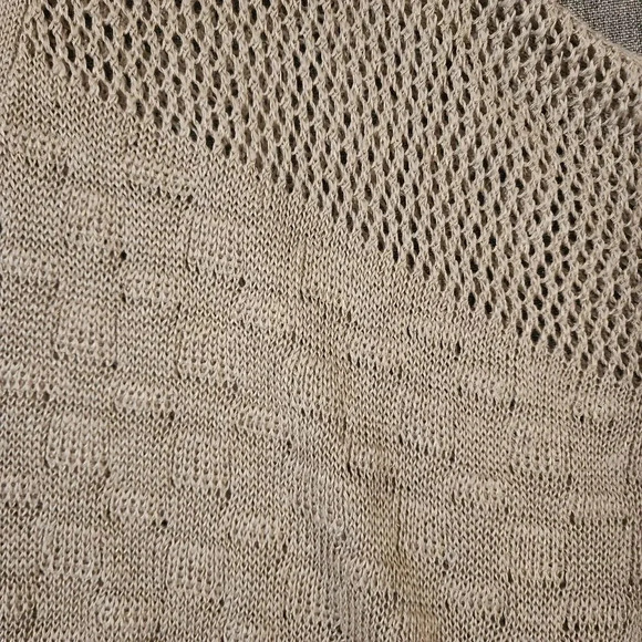 New Rachel Roy Ivory Linen Tie Waist Oversized V-Neck Knit Poncho Top Size M - Picture 7 of 7